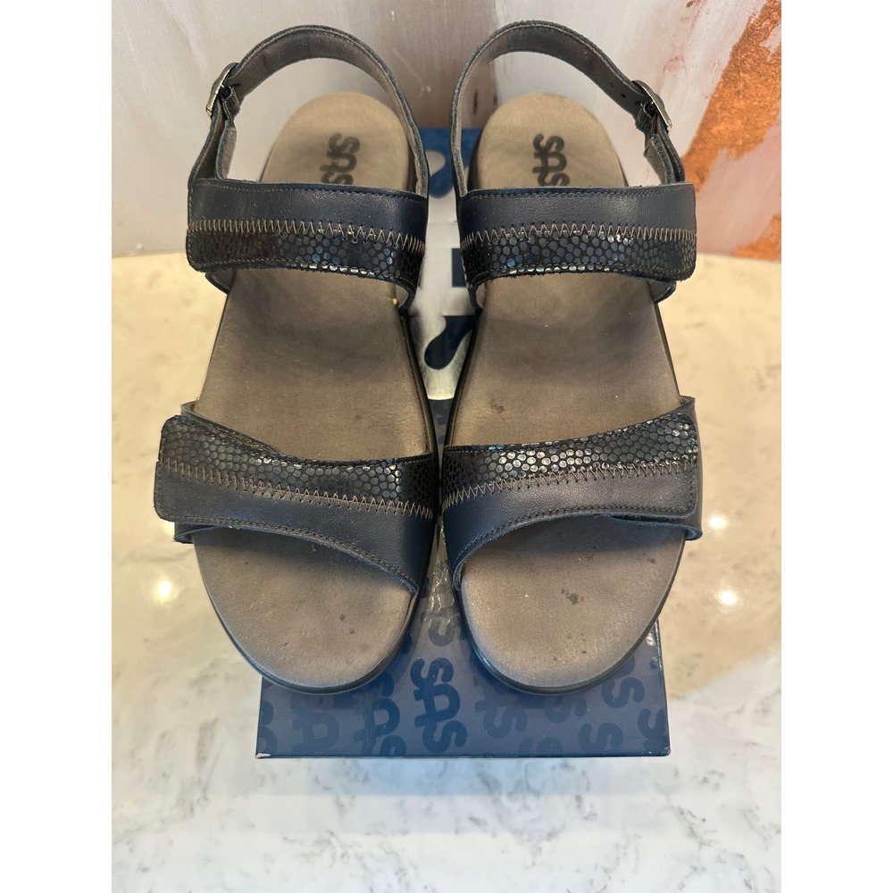 SAS Women's Nudu Heel Strap Sandal Sz 10W Suede Navy Blue Comfort Travel Support - Picture 3 of 11